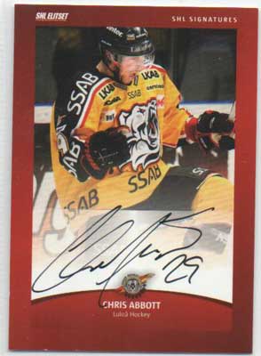 2012-13 SHL s.2 Signatures #10 Chris Abbott Luleå Hockey SP 72ex