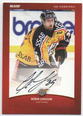 2012-13 SHL s.2 Signatures #12 Robin Jonsson Luleå Hockey
