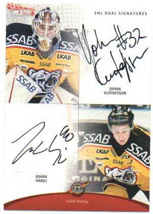 2012-13 SHL s.2 Dual Signatures #2 Johan Gustafsson / Johan Harju Luleå Hockey /30