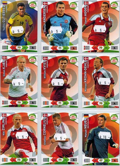 Base cards Denmark, 2013-14 Adrenalyn Road to the World Cup, Pick from list