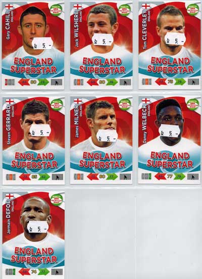 Base cards England Superstar, 2013-14 Adrenalyn Road to the World Cup, Pick from list