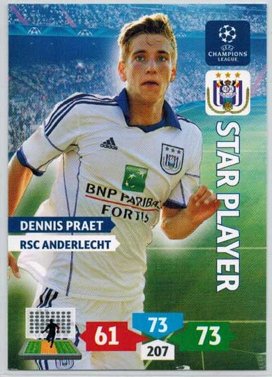 Star Player, 2013-14 Adrenalyn Champions League, Dennis Praet