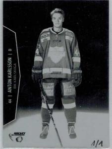 PRESS PLATES BLACK, 2013-14 HockeyAllsvenskan #HA-061 Anton Karlsson BIK KARLSKOGA