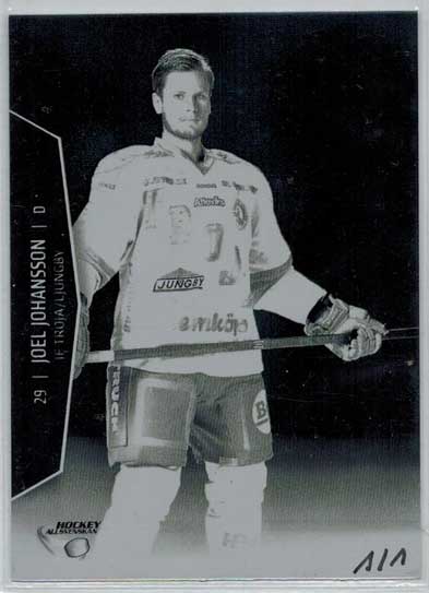 PRESS PLATES BLACK, 2013-14 HockeyAllsvenskan #HA-332 Joel Johansson IF TROJA/LJUNGBY