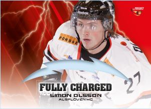 FULLY CHARGED, 2013-14 HockeyAllsvenskan #ALLS-FC01 Simon Olsson ASPLÖVEN HC