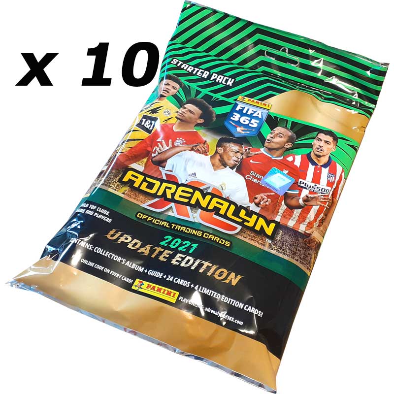 10 Starter Packs Panini Adrenalyn XL FIFA 365 2020-21 UPDATE EDITION (Green / Black)