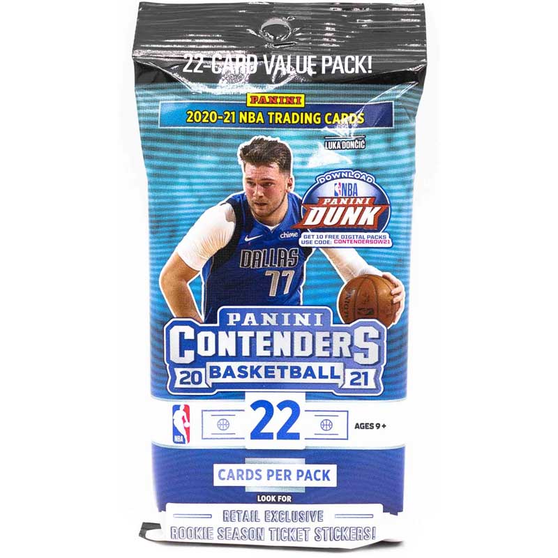 1st Value Pack / Fat Pack 2020-21 Panini Contenders Basketball NBA (22 Kort)