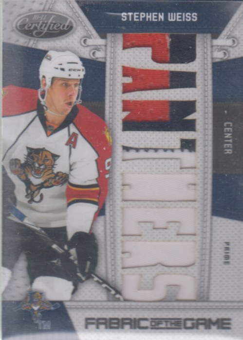 Stephen Weiss - 2010-11 Certified Fabric of the Game NHL Die Cut Prime #STW /10