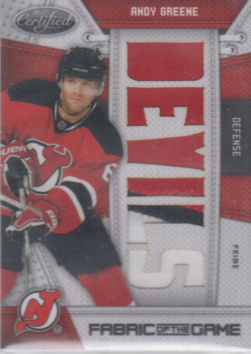 Andy Greene - 2010-11 Certified Fabric of the Game NHL Die Cut Prime #AG /10