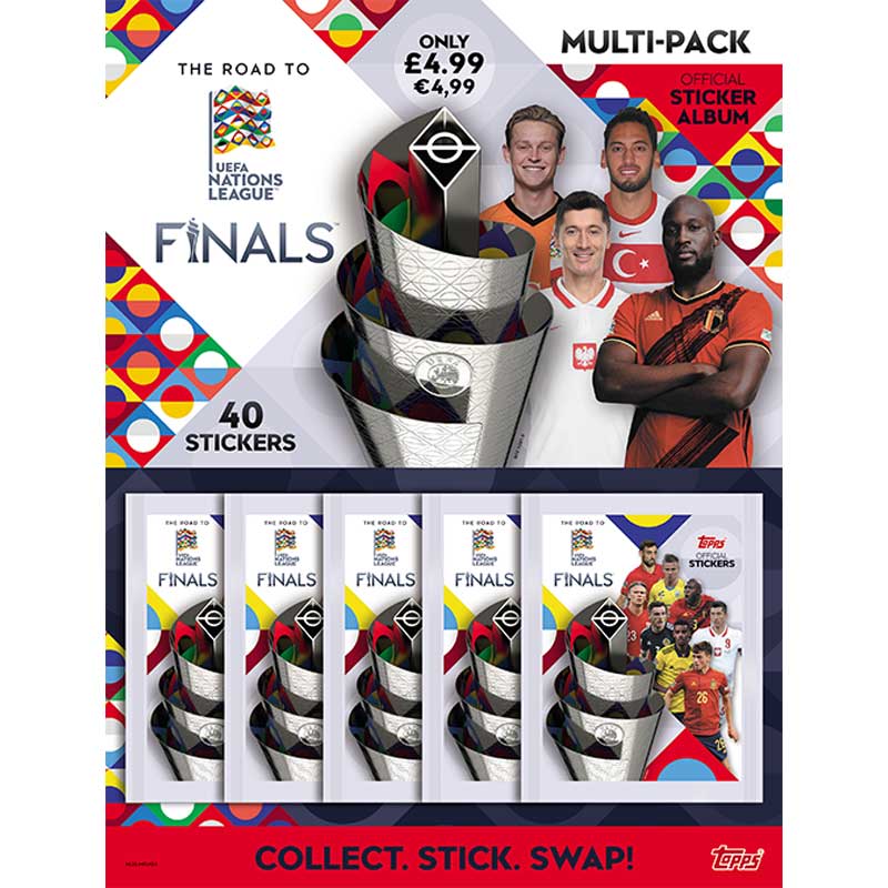 1st Multi-Pack (5 Paket) 2022 Topps UEFA Nations League Sticker Collection (Klisterbilder)
