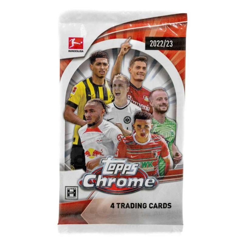 1 Pack 2022-23 Topps Chrome Bundesliga Soccer Hobby (Vit / Röd)