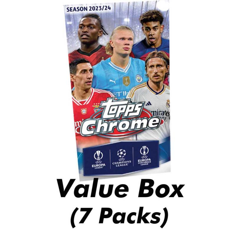 Sealed Value Box 2023-24 Topps UEFA Club Comptetitions Chrome (7 packs)