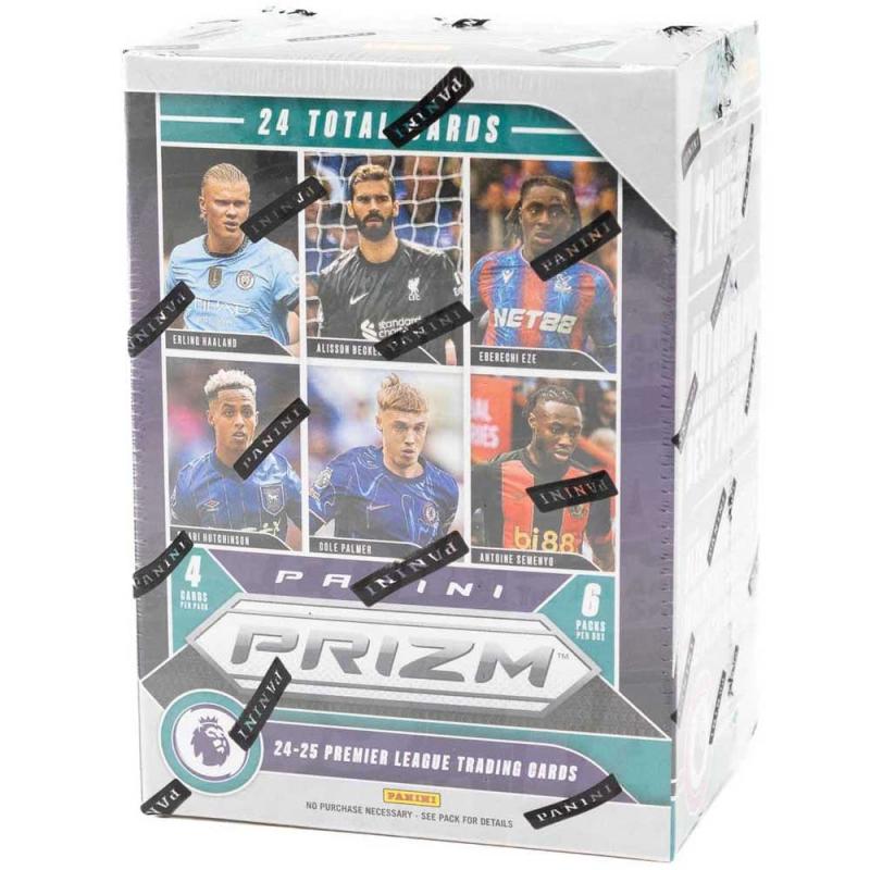 Hel Blaster Box 2024-25 Panini Prizm Premier League EPL Soccer Retail (6 Pack) [Lila / Grå]