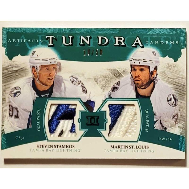 Steven Stamkos / Martin St. Louis 2011-12 Artifacts Tundra Tandems Patches Emerald #TT2SM /50