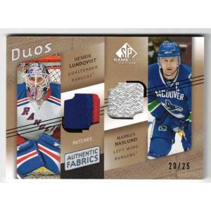 Henrik Lundqvist / Markus Näslund 2008-09 SP Game Used Authentic Fabrics Duos Patches #AF2LN /25