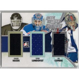 Dominik Hasek / Henrik Lundqvist / Eric Comrie 2012-13 ITG Draft Prospects Past Present and Future Jerseys #PPF04