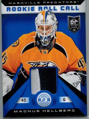 Magnus Hellberg 2013-14 Totally Certified Rookie Roll Call Jerseys Prime Blue #RRMGH /50