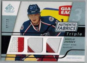 Nikolai Zherdev 2008-09 SP Game Used Triple Authentic Fabrics Platinum #3AFNZ 09/10