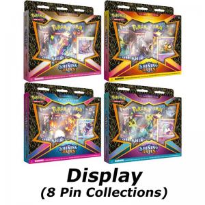 Pokémon, Shining Fates Mad Party Pin Collection Display (8) (Bunnelby, Dedenne, Polteageist & Mr. Rime)