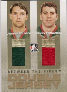 Dwayne Roloson/Manny Fernandez 2006-07 Between The Pipes Double Jerseys Gold #DJ02