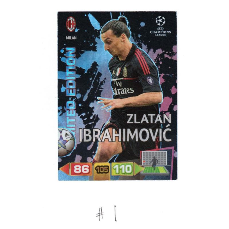 Limited Edition, 2011-12 Adrenalyn Champions League - Zlatan Ibrahimovic (#1) [Worn card]