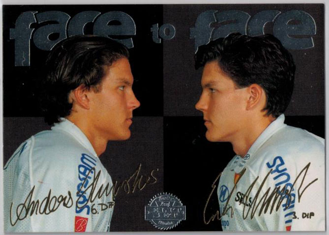 1995-96 Swedish Leaf Face to Face #3 E.Huusko/A.Hussko
