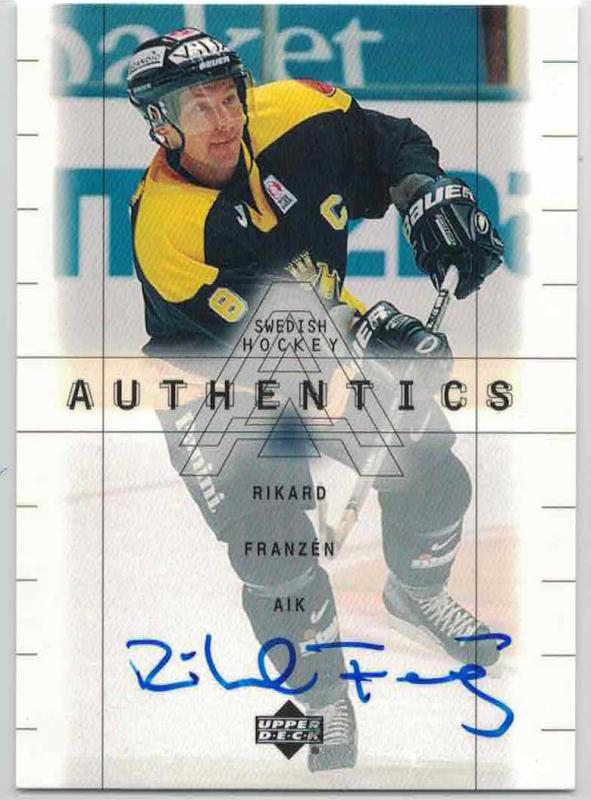 1999-00 Swedish Upper Deck SHL Signatures #02 Rikard Franzen / Rikard Franzén Autograf AIK