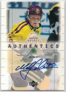 1999-00 Swedish Upper Deck SHL Signatures #06 Marko Jantunen Autograf FBK Färjestad