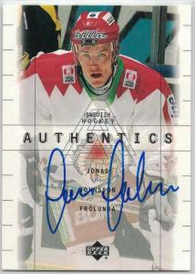 1999-00 Swedish Upper Deck SHL Signatures #08 Jonas Johnsson Autograf Frölunda