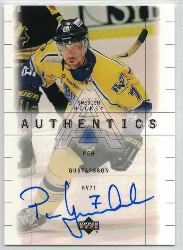 1999-00 Swedish Upper Deck SHL Signatures #09 Per Gustafsson Autograf HV71
