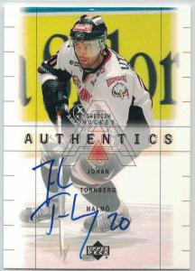 1999-00 Swedish Upper Deck SHL Signatures #14 Johan Tornberg Autograf Malmö