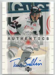 1999-00 Swedish Upper Deck SHL Signatures #20 Tomas Sandström Autograf Malmö