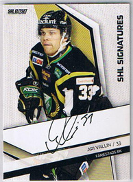 2009-10 SHL Signatures s.2 #05 Ari Vallin Färjestads BK