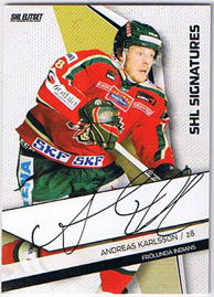 2009-10 SHL Signatures s.1 #07 Andreas Karlsson Frölunda Indians