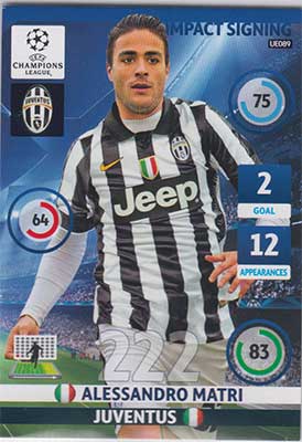 Impact Signing, 2014-15 Adrenalyn Champions League UPDATE #UE089 Alessandro Matri
