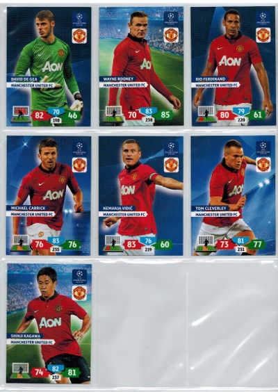Teamset Manchester United FC, 2013-14 Adrenalyn Champions League, 7 olika grundkort