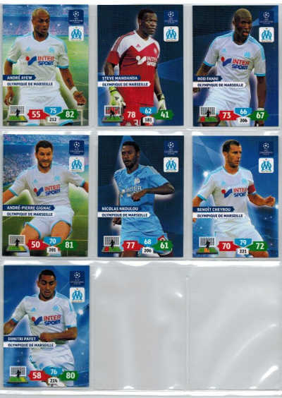 Teamset Olympique De Marseille, 2013-14 Adrenalyn Champions League, 7 cards