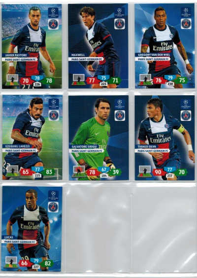 Teamset Paris Saint-Germain FC, 2013-14 Adrenalyn Champions League, 7 cards