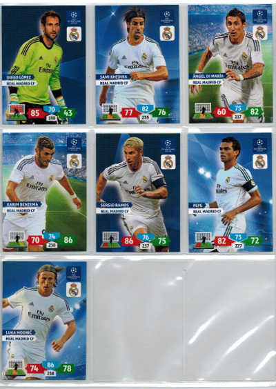 Teamset Real Madrid CF, 2013-14 Adrenalyn Champions League, 7 cards