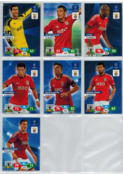 Teamset SL Benfica, 2013-14 Adrenalyn Champions League, 7 olika grundkort