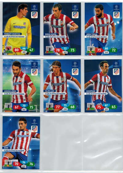 Teamset Club Atletico De Madrid, 2013-14 Adrenalyn Champions League, 7 cards