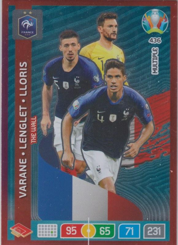Adrenalyn Euro 2020 - 436 - Raphael Varane, Clement Lenglet, Hugo Lloris (France) - The Wall