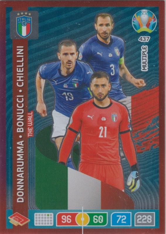 Adrenalyn Euro 2020 - 437 - Gianluigi Donnarumma, Leonardo Bonucci, Giorgio Chiellini (Italy) - The Wall