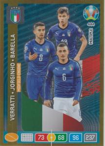 Adrenalyn Euro 2020 - 444 - Marco Verratti, Jorginho, Nicolò Barella (Italy)  - Midfield Engine