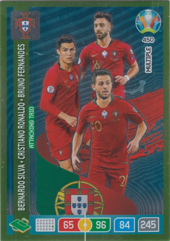 Adrenalyn Euro 2020 - 450 - Bernardo Silva, Cristiano Ronaldo, Bruno Fernandes (Portugal) - Midfield Engine