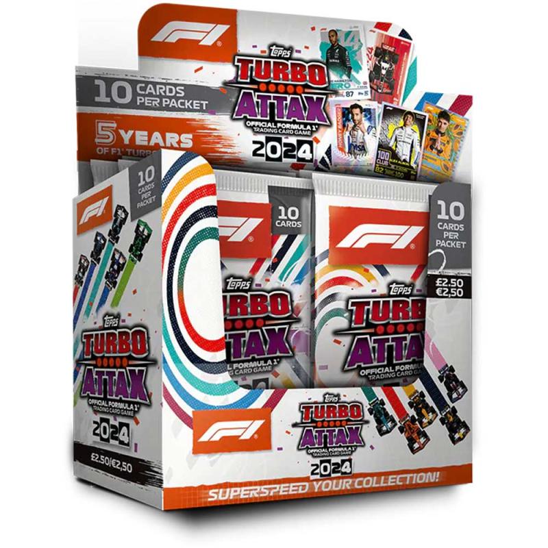 1 Box (24 packs), Topps Turbo Attax 2024 Formula 1 Trading Card Game