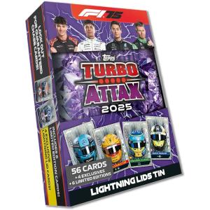 1 Mega Tin, Topps Turbo Attax 2025 Formula 1 Trading Card Game - Lightning Tin (Lila)