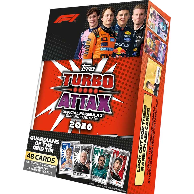 1 Mega Tin, Topps Turbo Attax 2026 Formula 1 Trading Card Game - Guardians of the Grid (Red)