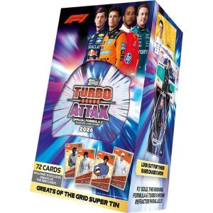 1 SUPER Tin, Topps Turbo Attax 2026 Formula 1 Trading Card Game - GREATS of the grid (Blue)
