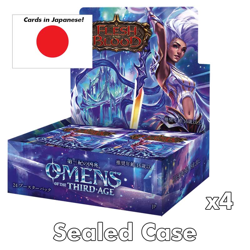 Flesh and Blood TCG - Omens of the Third Age - SEALED Booster Display Case (4 Boxes) - JAPANSK [Med tejp på casen]